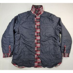 LL Bean Shirt‎ Jacket Shacket Flannel Mens XL Quilt Lined Black Red Plaid